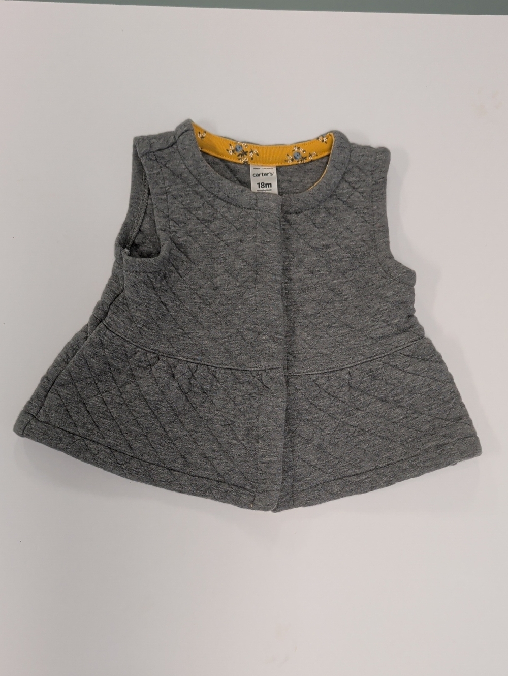 Carter's Quilted Gray Vest with Yellow Floral Lining